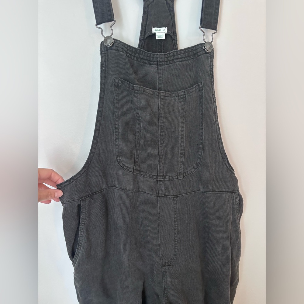 Aerie Twill Linen Utility Overall Jumper Soft Gray Women's Size S - Picture 2 of 5
